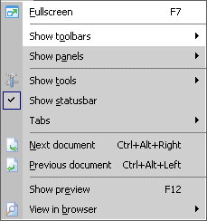 webcoder view menus